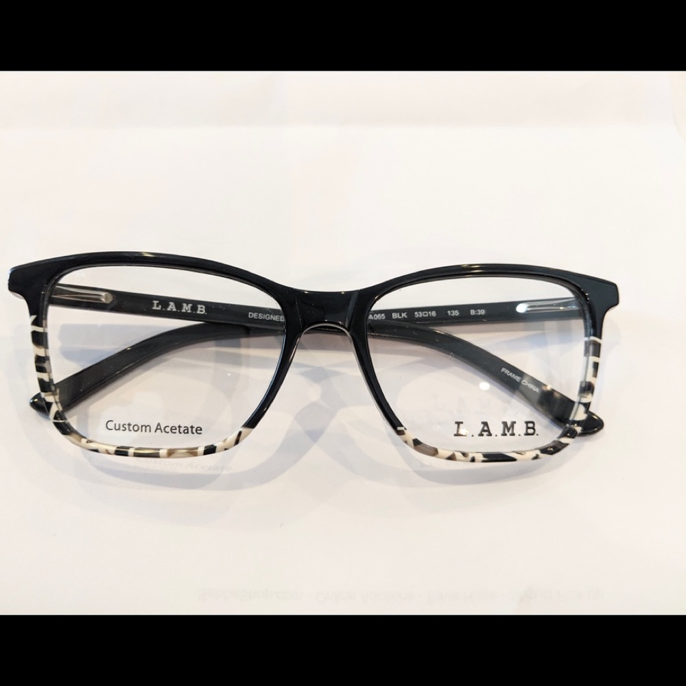L.A.M.B. Black and White Patterned Acetate Eyeglass Frames